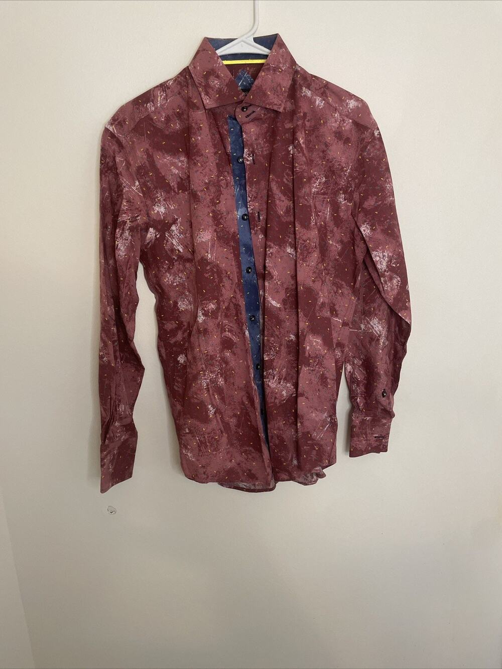 Bespoke 100%cotton Long Sleeve Shirt Size Small Red